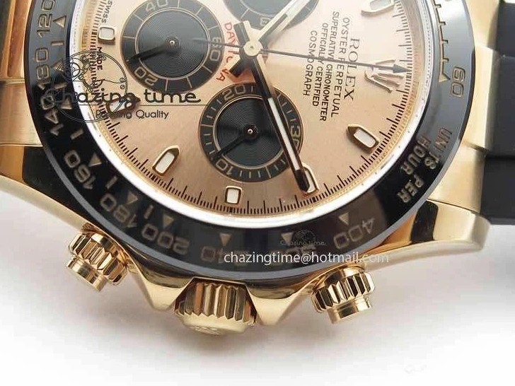 MiroTime 0316 RelaxedFit Daytona 116515 Noob 1:1 Best Edition Rose Gold Dial On Black Rubber Strap A7750(Free Extra Strap) 3740